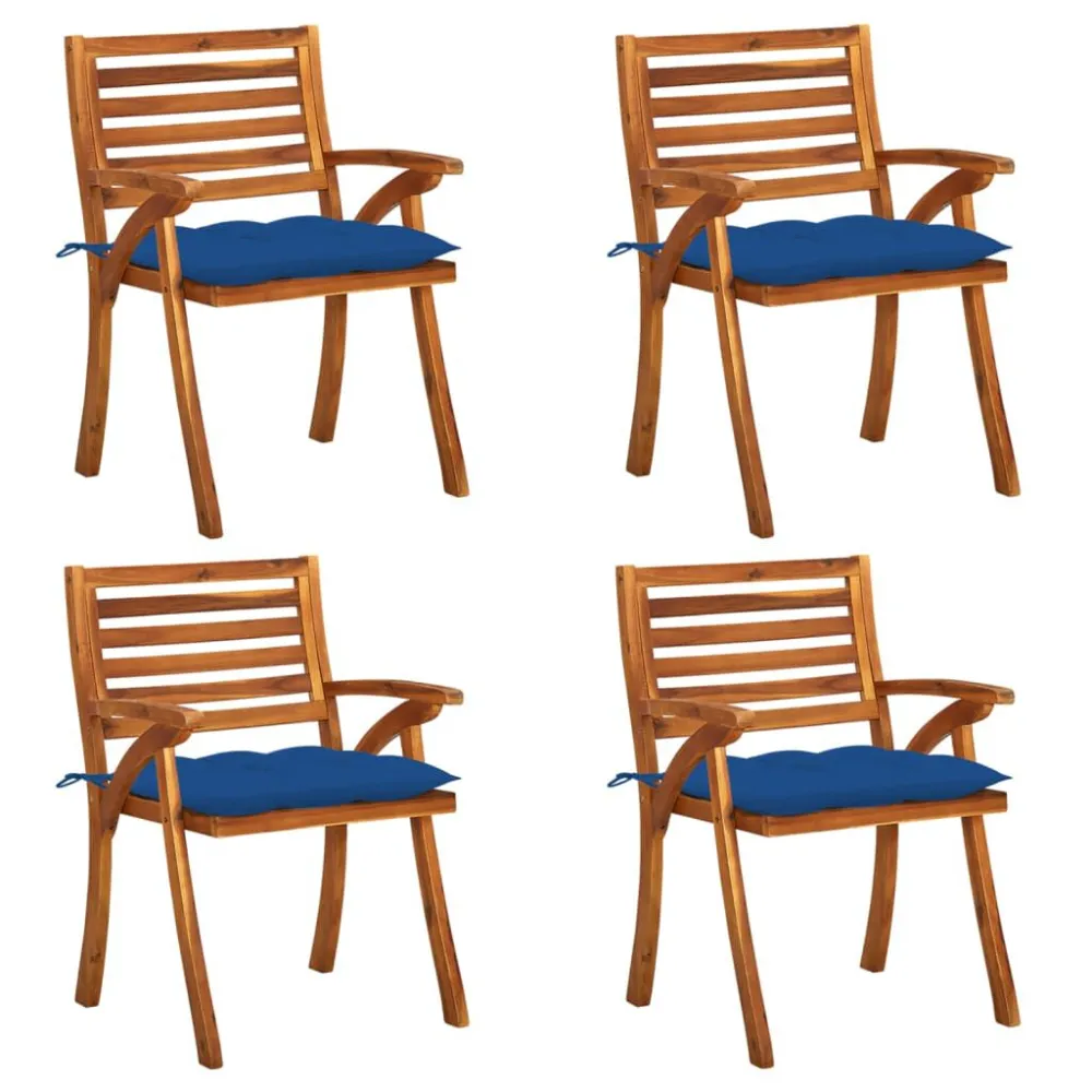 Cadeiras de jardim com almofadões 4 pcs madeira de acácia maciç com Apoio para Bebidas