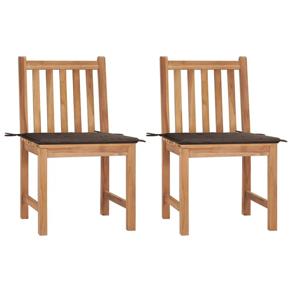 Cadeiras de jardim com almofadões 2 pcs teca maciç com Tecido Impermeável UV