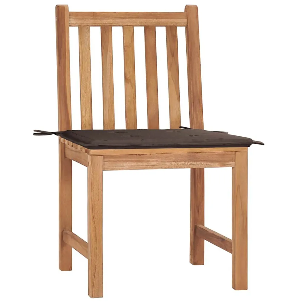 Cadeiras de jardim com almofadões 2 pcs teca maciç com Tecido Impermeável UV