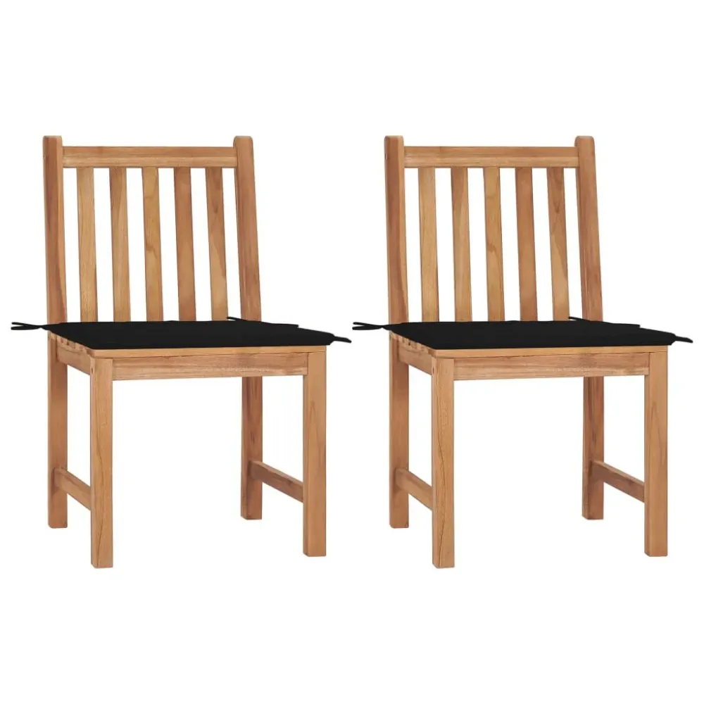 Cadeiras de jardim com almofadões 2 pcs teca maciç em Ferro Forjado