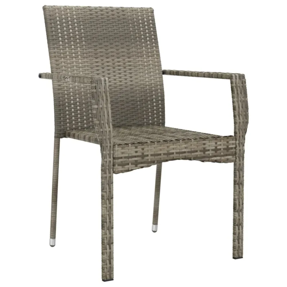 Cadeiras de jardim com almofadões 2 pcs vime PE cinzento com Revestimento em Textilene