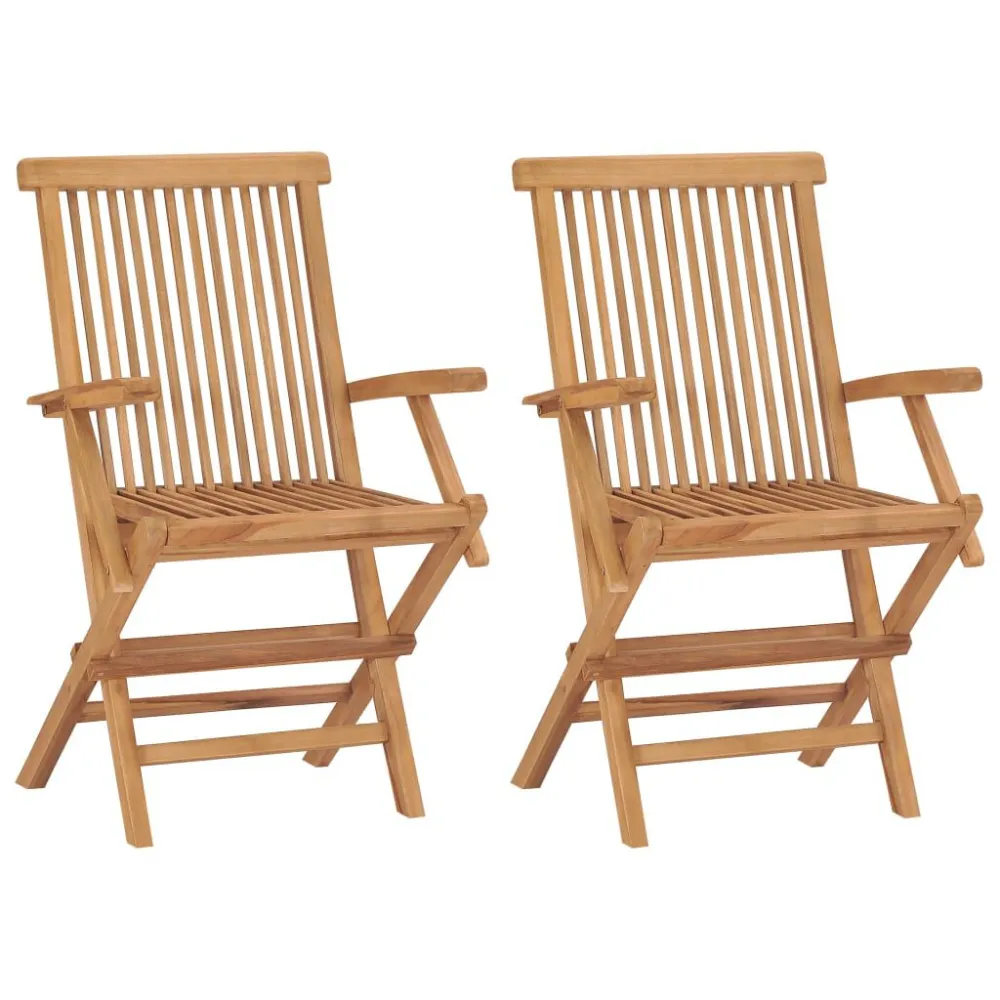 Cadeiras de jardim com almofadões verdes 2 pcs teca maciç com Revestimento em Textilene