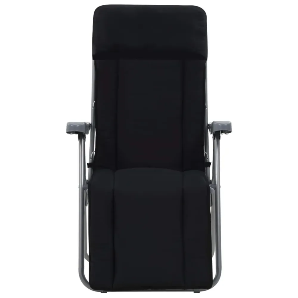 Cadeiras de jardim dobráveis com almofadões 2 pcs preto com Apoio para Bebidas