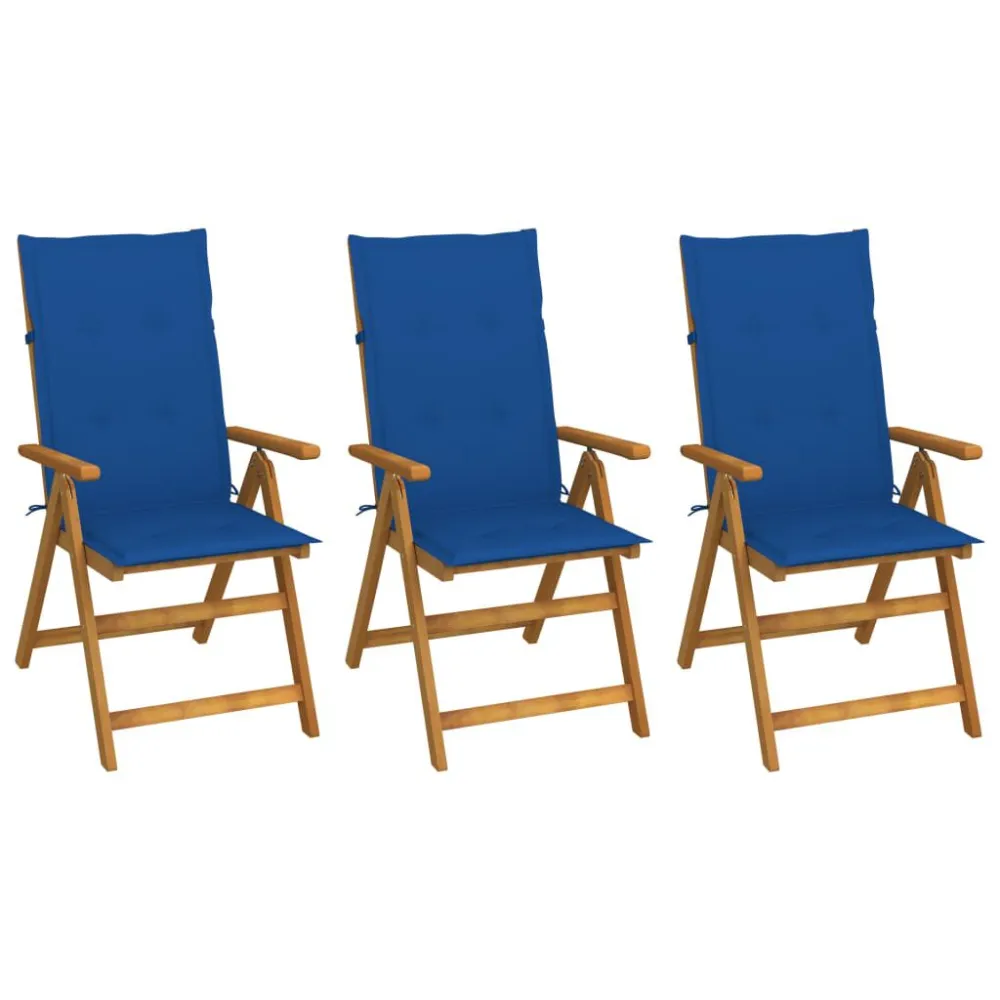 Cadeiras de jardim dobráveis com almofadões 3 pcs acácia maciç Fácil de Guardar
