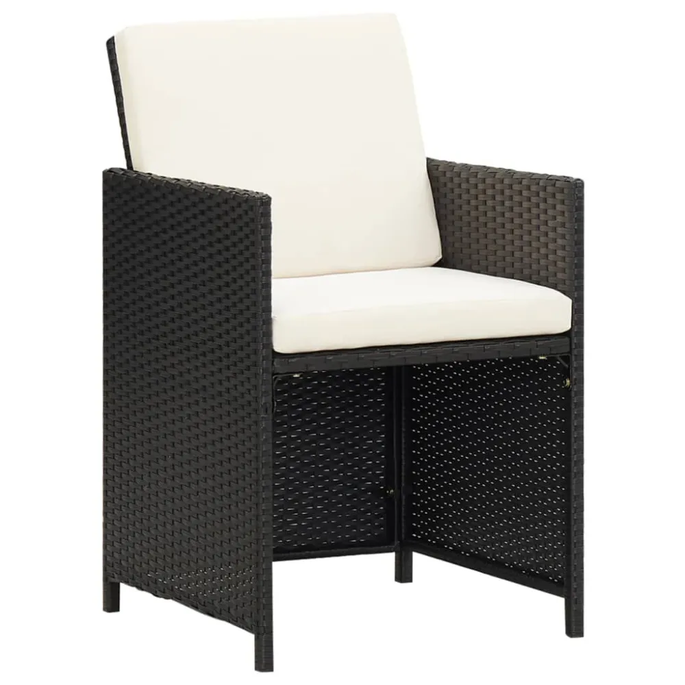 Cadeiras de jardim 2 pcs com almofadões, almofadas vime PE preto com Encosto Ajustável