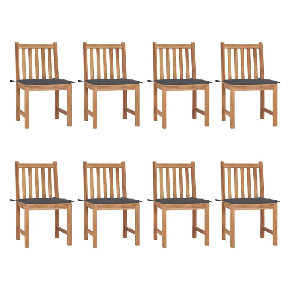 Cadeiras de jardim 8 pcs com almofadões madeira de teca maciç | Resistente à Chuva | Confortável