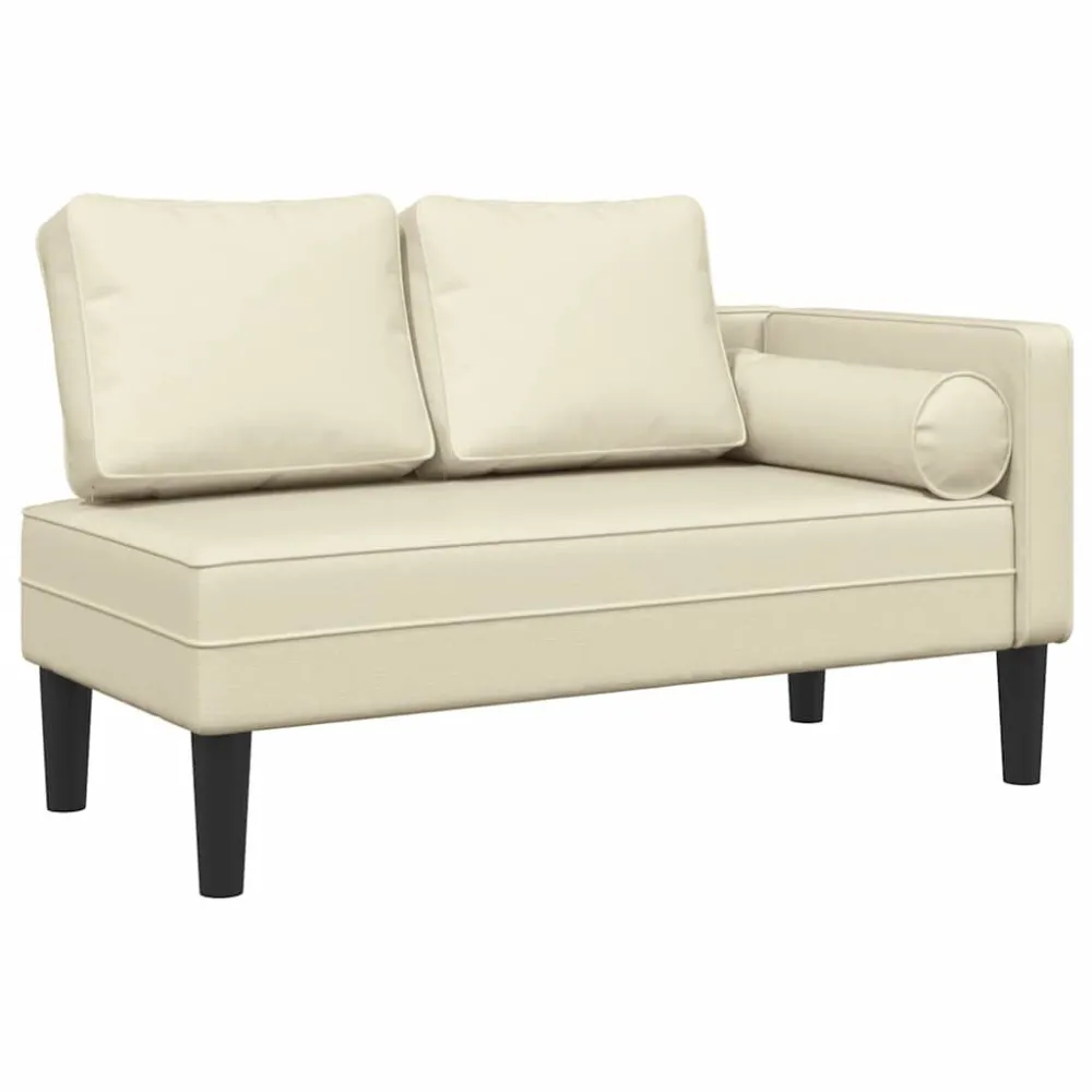 Chaise longue com almofadões couro artificial creme Fácil de Guardar