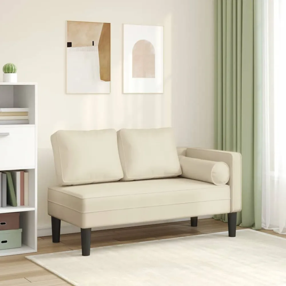 Chaise longue com almofadões couro artificial creme Fácil de Guardar