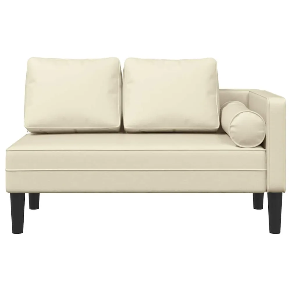 Chaise longue com almofadões couro artificial creme Fácil de Guardar