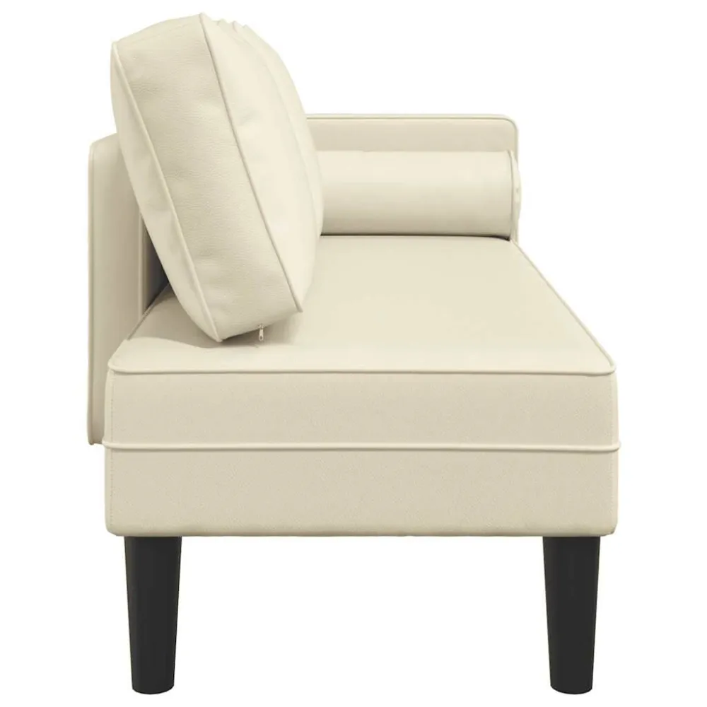 Chaise longue com almofadões couro artificial creme Fácil de Guardar