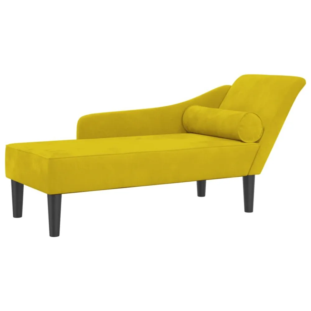 Chaise longue com almofadões veludo amarelo com Revestimento em Textilene