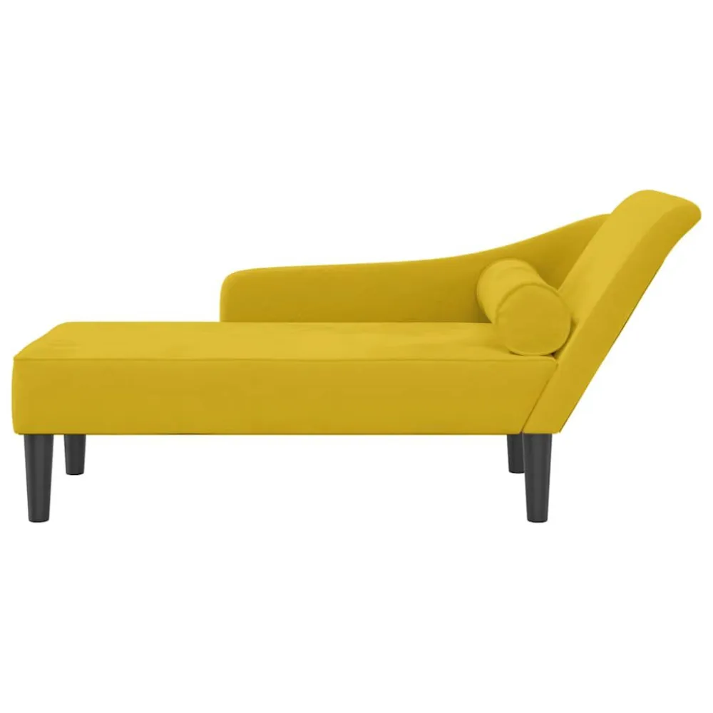 Chaise longue com almofadões veludo amarelo com Revestimento em Textilene