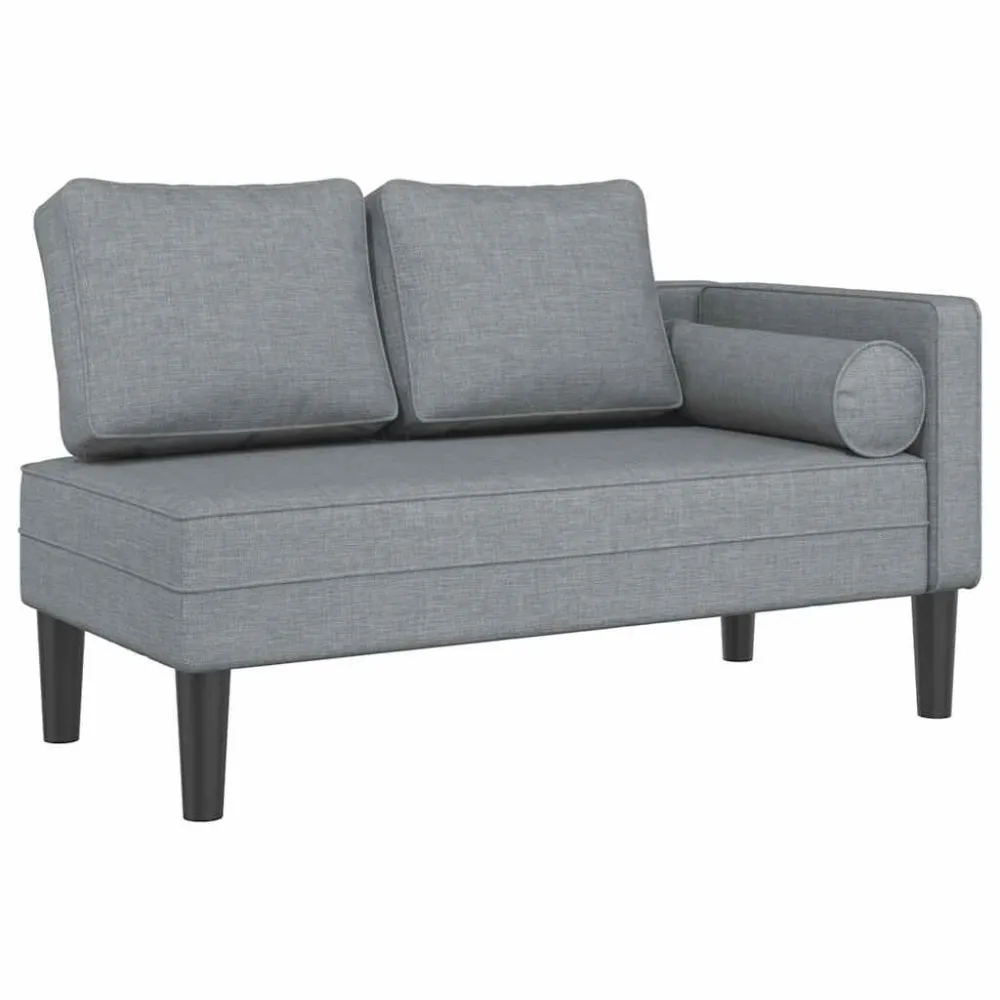 Chaise lounge com almofadões tecido cinzento-claro em Tecido Sunbrella
