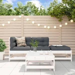 Conjunto Completo de 4peças conjunto lounge jardim com almofadões madeira maciç branco