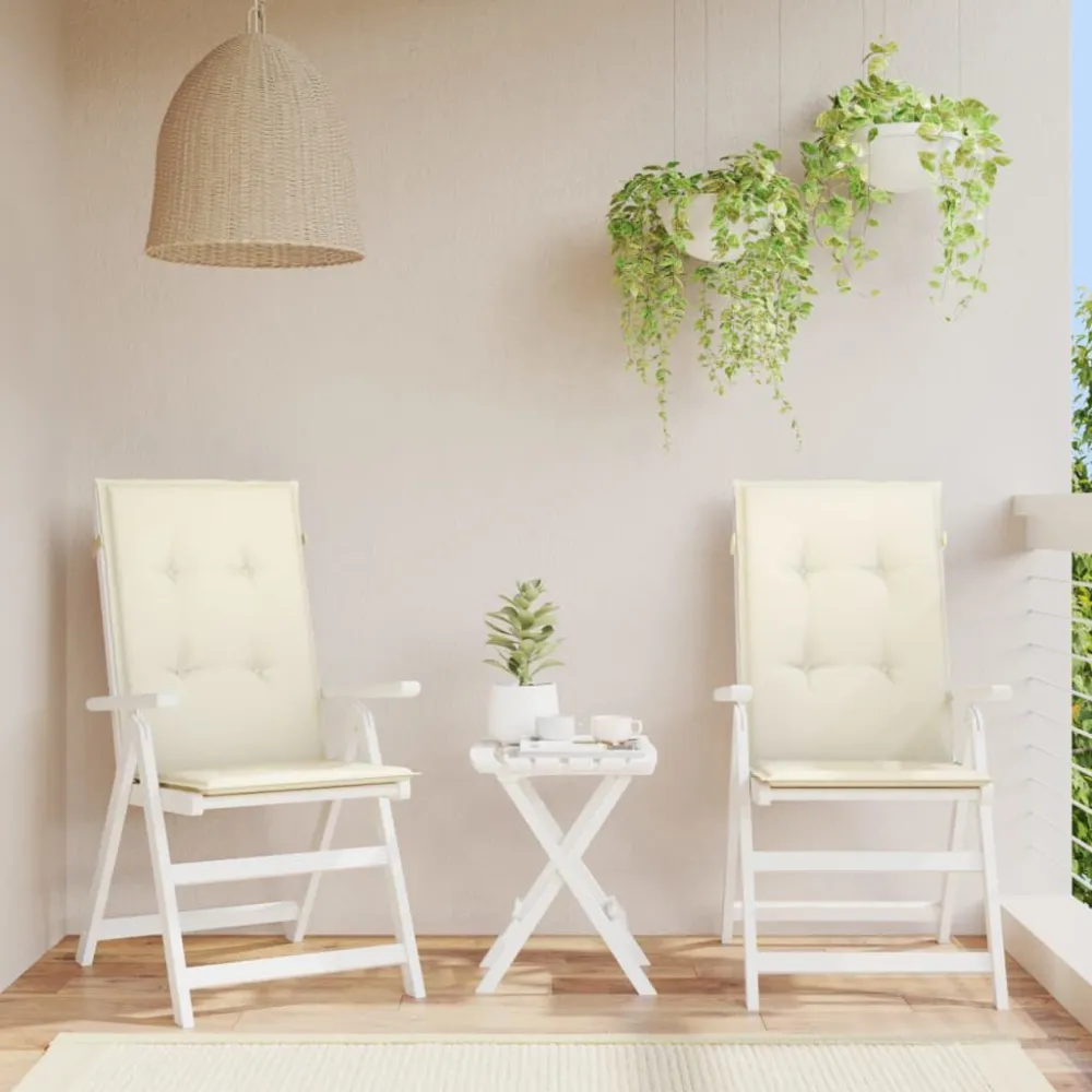 Conjunto Completo de Almofadões para cadeiras altas de jardim 2 pcs tecido creme