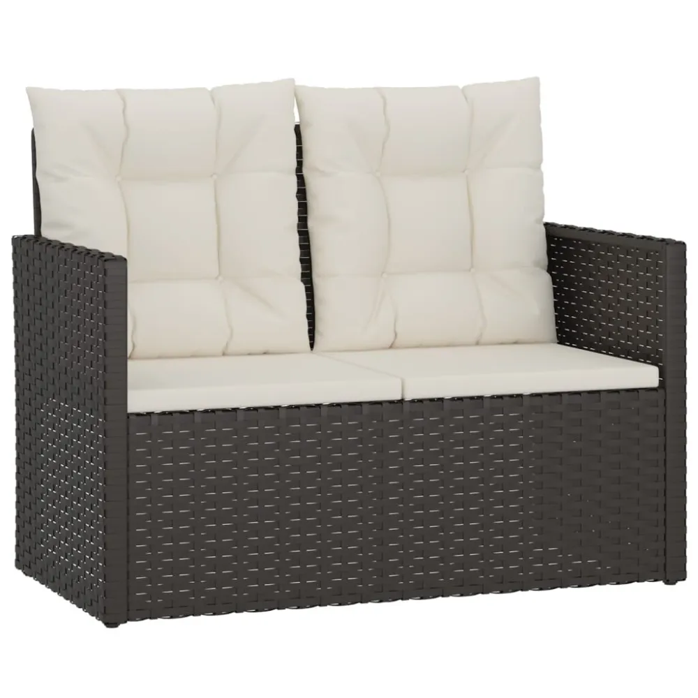 Conjunto Completo de Banco de jardim com almofadões 105 cm vime PE preto