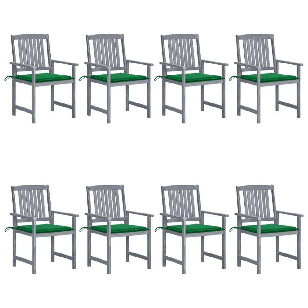 Conjunto Completo de Cadeiras de jardim com almofadões 8 pcs acácia maciç cinzento