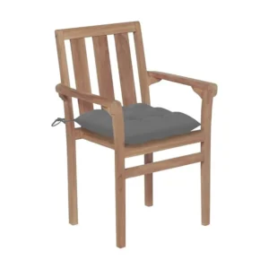 Conjunto Completo de Cadeiras de jardim com almofadões cinzento 2 peças teca maciç