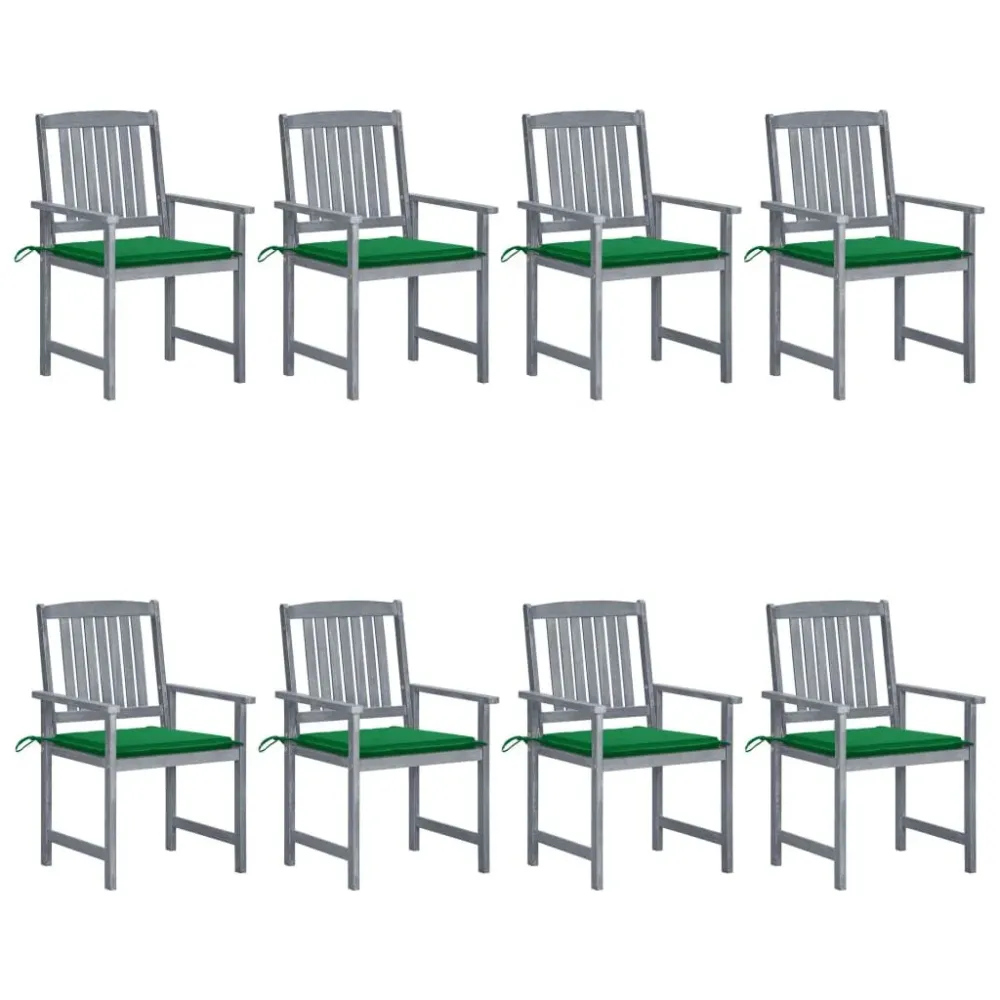 Conjunto Completo de Cadeiras de jardim com almofadões 8 pcs acácia maciç cinzento