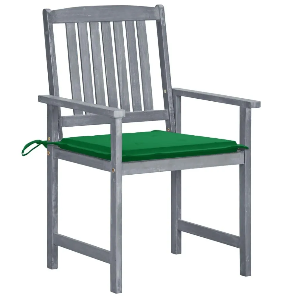 Conjunto Completo de Cadeiras de jardim com almofadões 8 pcs acácia maciç cinzento