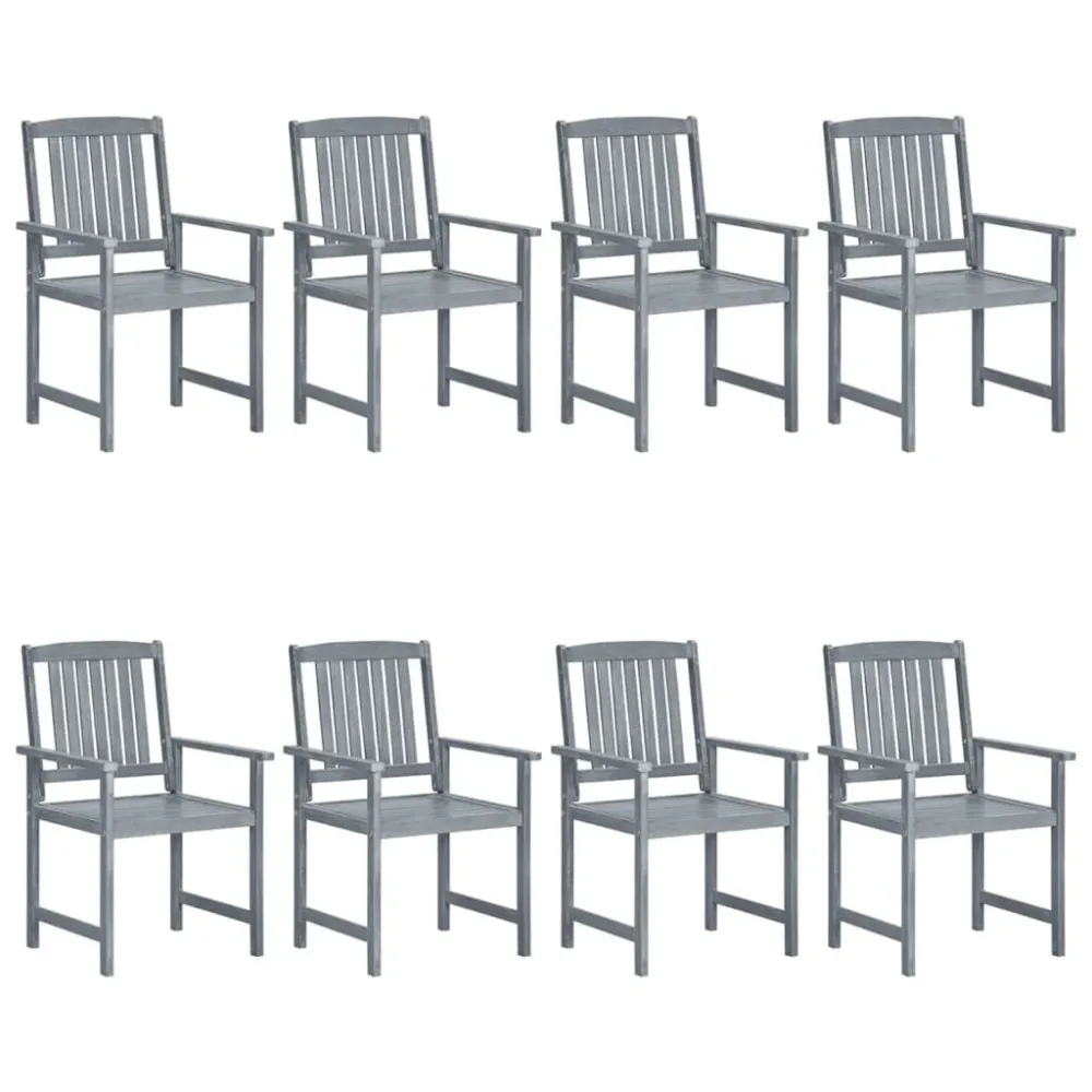 Conjunto Completo de Cadeiras de jardim com almofadões 8 pcs acácia maciç cinzento