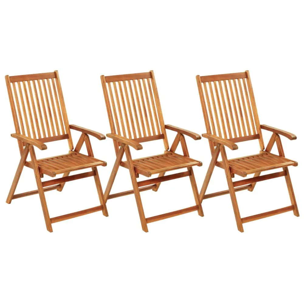 Conjunto Completo de Cadeiras de jardim dobráveis com almofadões 3 pcs acácia maciç