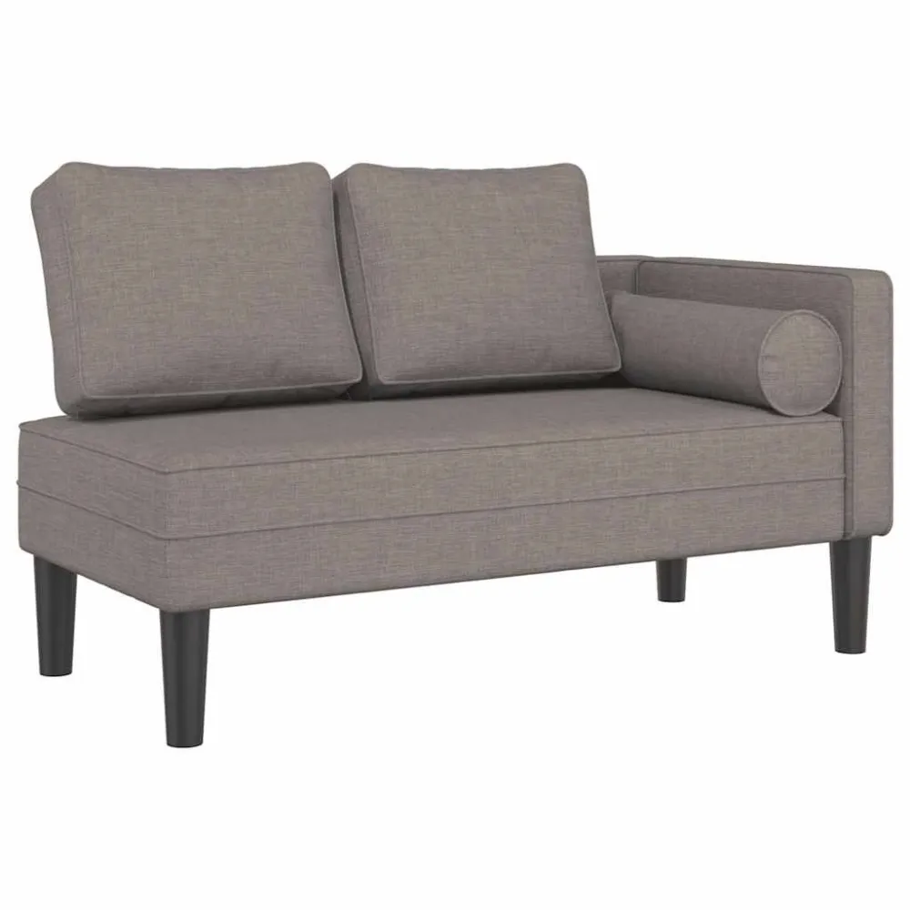 Conjunto Completo de Chaise lounge com almofadões tecido cinzento-acastanhado