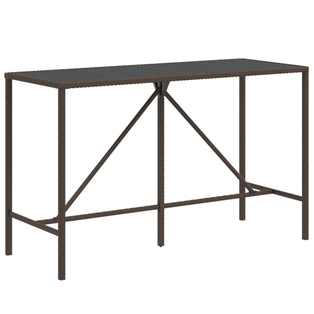 Conjunto Completo de 7 pcs conjunto de bar para jardim com almofadões vime PE castanho