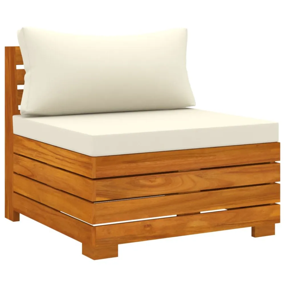 Conjunto Completo de 6 pcs conjunto lounge de jardim com almofadões acácia maciç