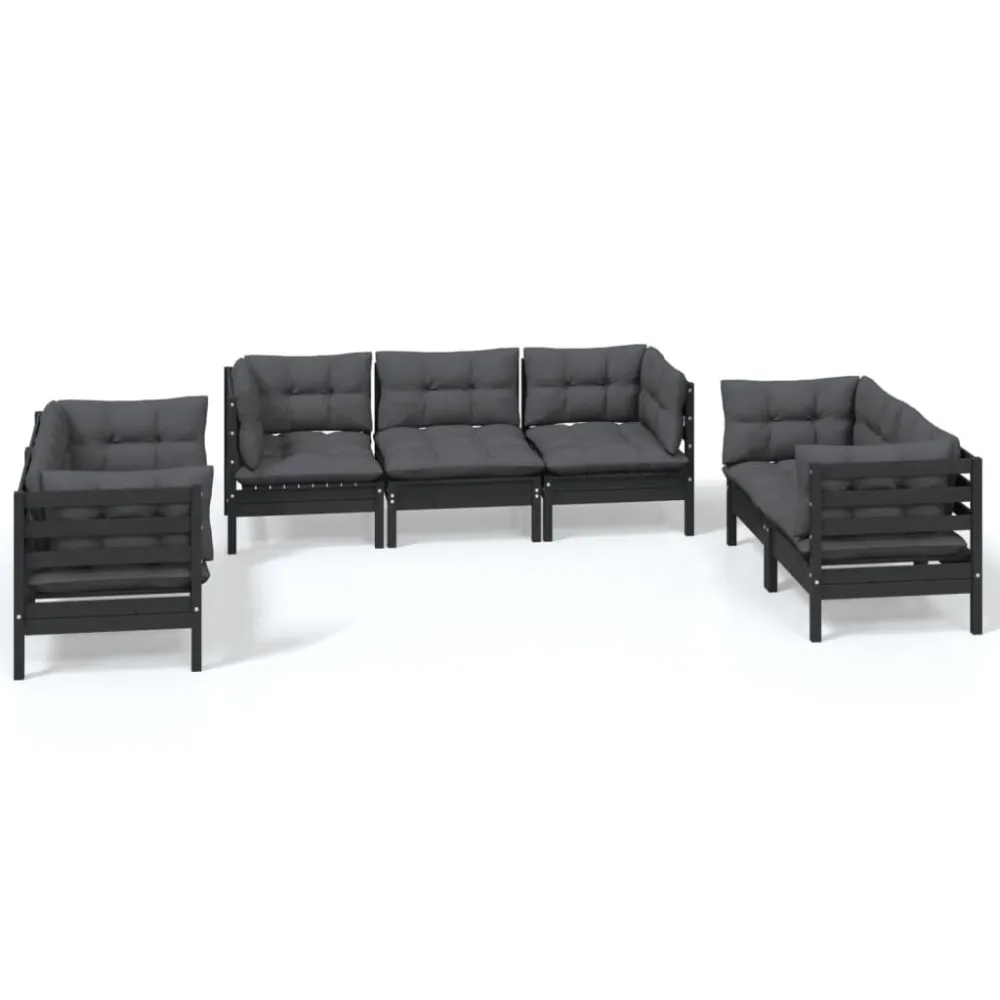 Conjunto Completo de 7 pcs conjunto lounge de jardim com almofadões pinho maciço