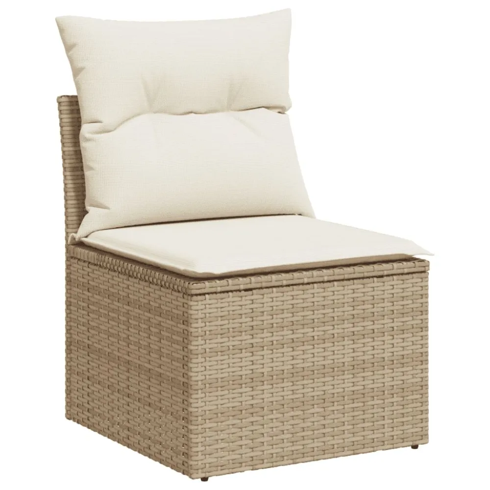 Conjunto Completo de 4 pcs conjunto de sofás para jardim com almofadões vime PE bege