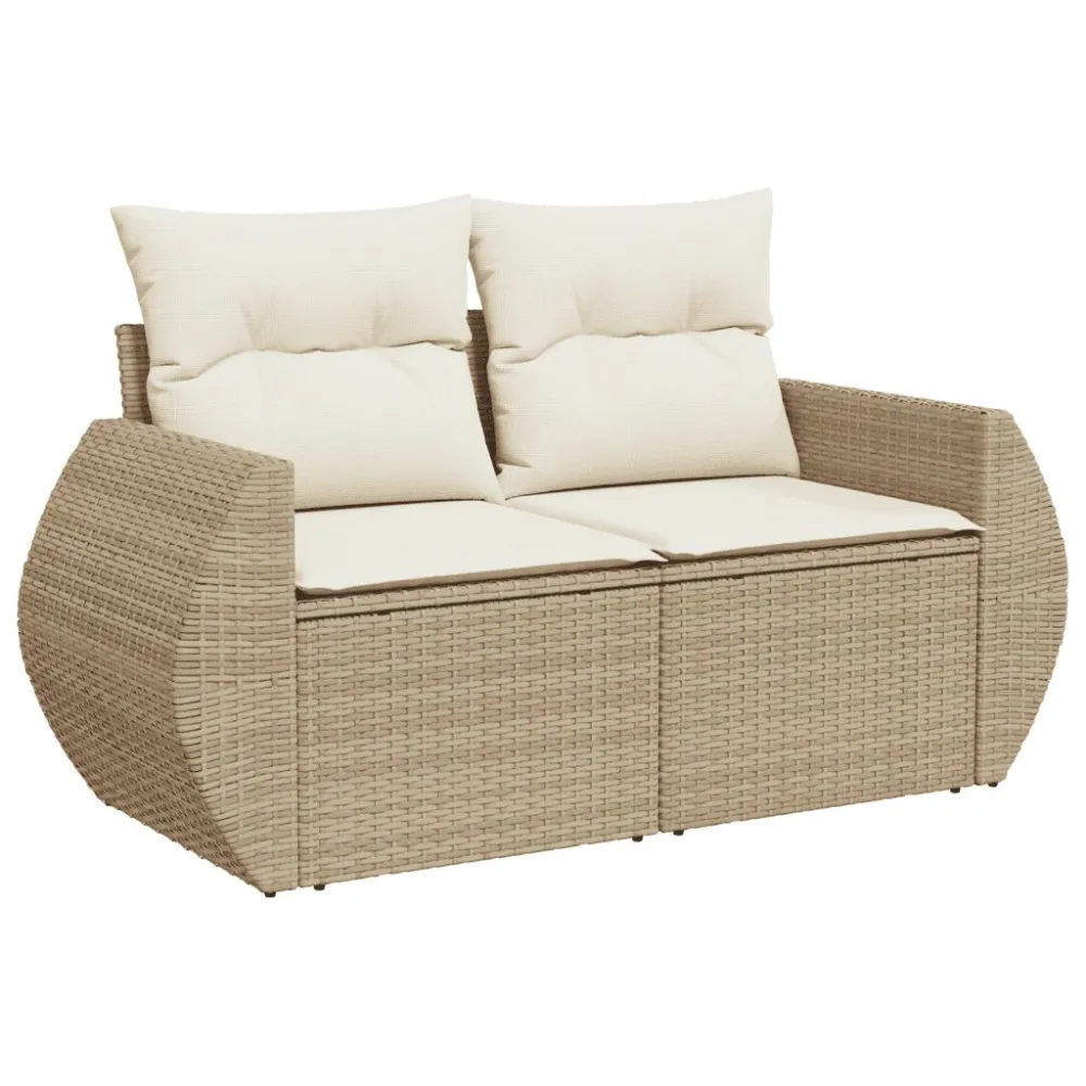 Conjunto Completo de 4 pcs conjunto de sofás para jardim com almofadões vime PE bege