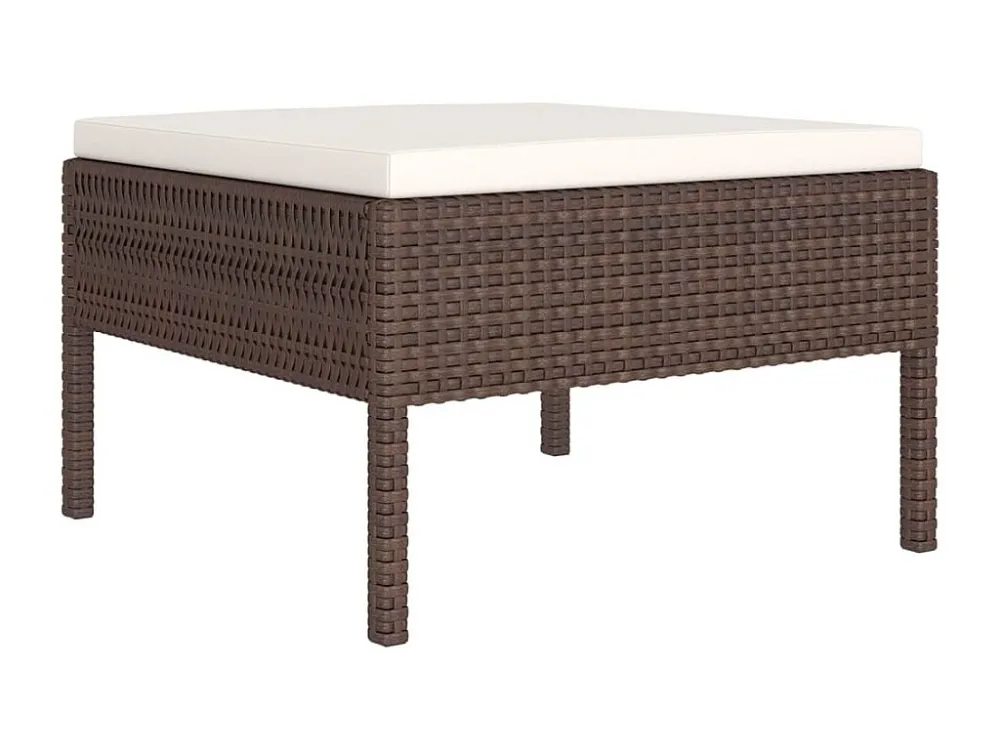 Conjunto Completo de 8 peças conjunto lounge jardim com almofadões vime PE castanho