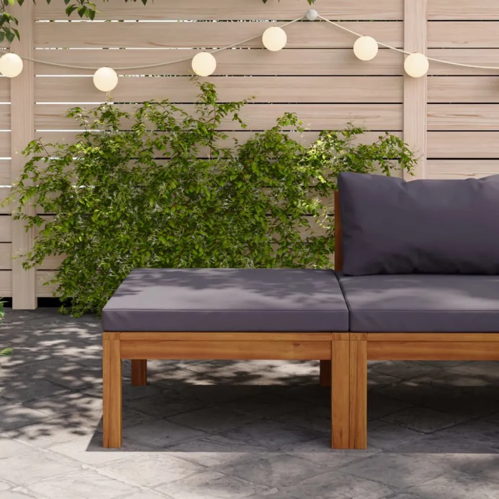 Design Ergonômico e Confortável Apoio de pés com almofadão cinzento-escuro madeira acácia maciç