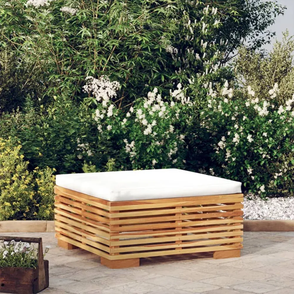 Design Ergonômico e Confortável Apoio de pés para jardim com almofadões cor creme teca maciç