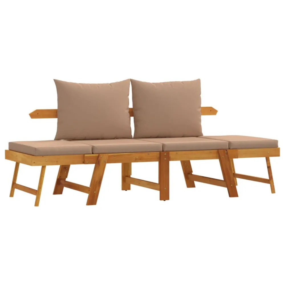 Design Ergonômico e Confortável Banco de jardim com almofadões 2 em 1 madeira de acácia maciç