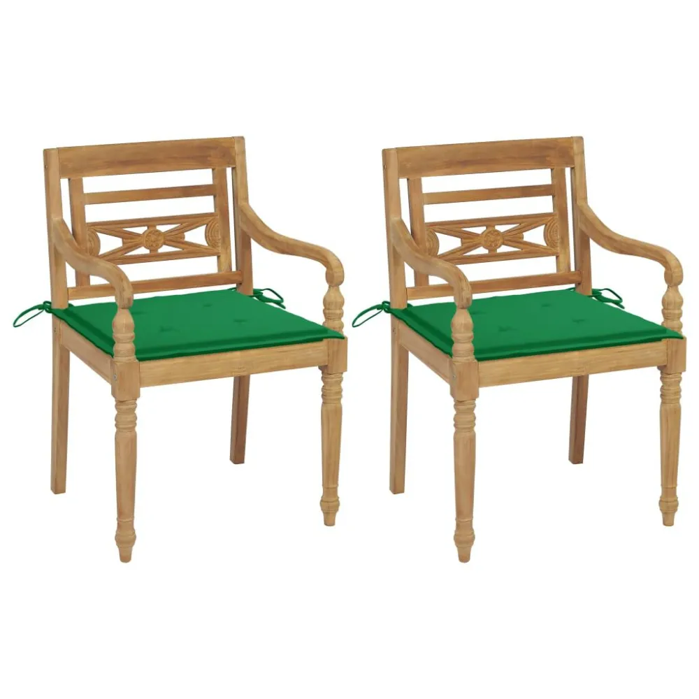 Design Ergonômico e Confortável Cadeiras Batávia com almofadões verde 2 pcs teca maciç