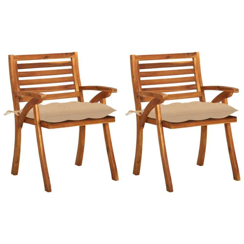 Design Ergonômico e Confortável Cadeiras de jantar jardim com almofadões 2 pcs acácia maciç