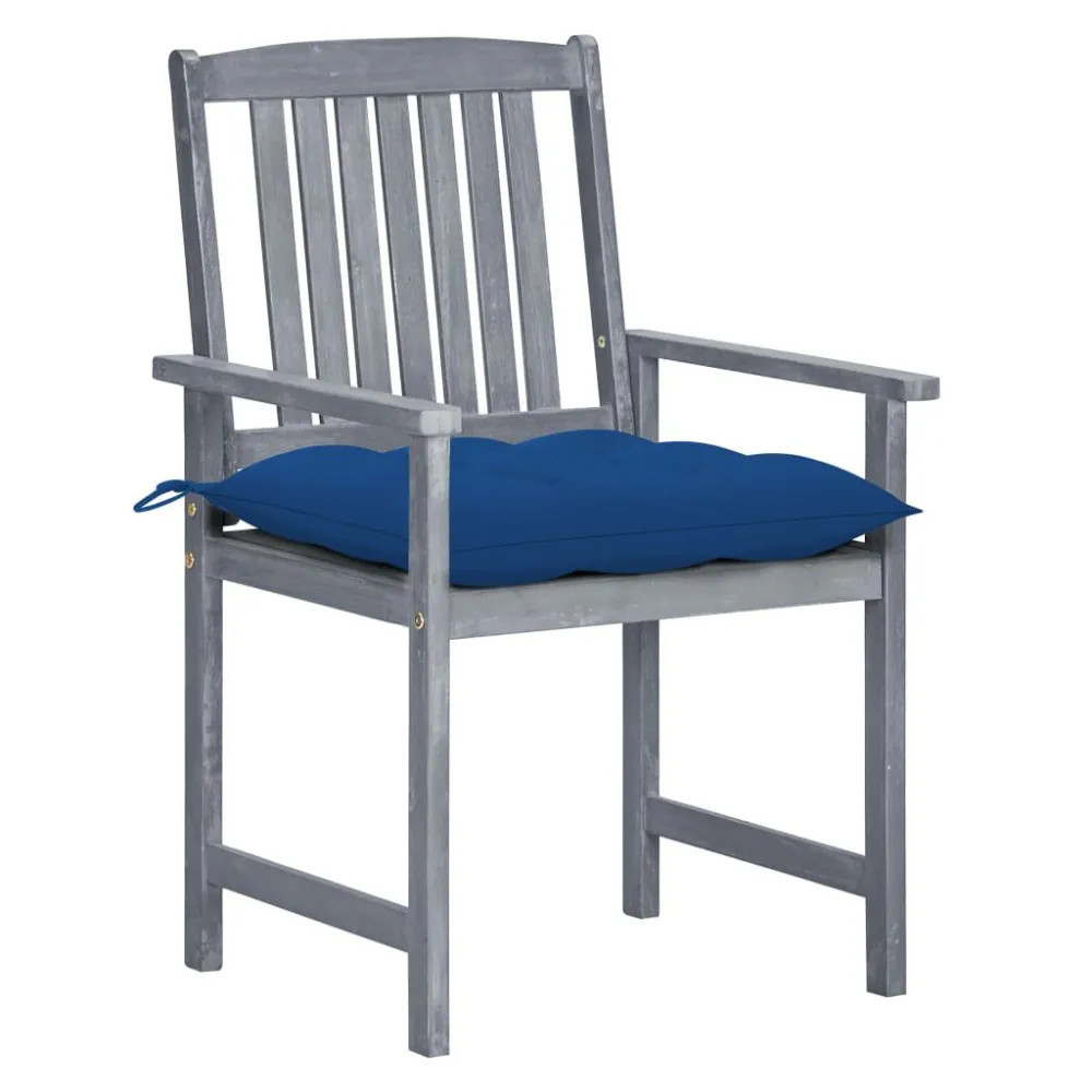Design Ergonômico e Confortável Cadeiras de jardim com almofadões 8 pcs acácia maciç cinzento