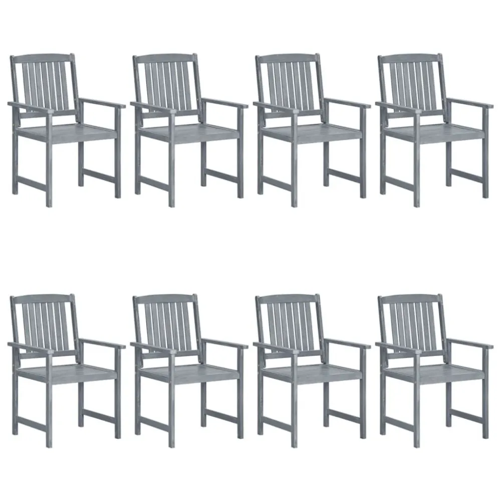 Design Ergonômico e Confortável Cadeiras de jardim com almofadões 8 pcs acácia maciç cinzento