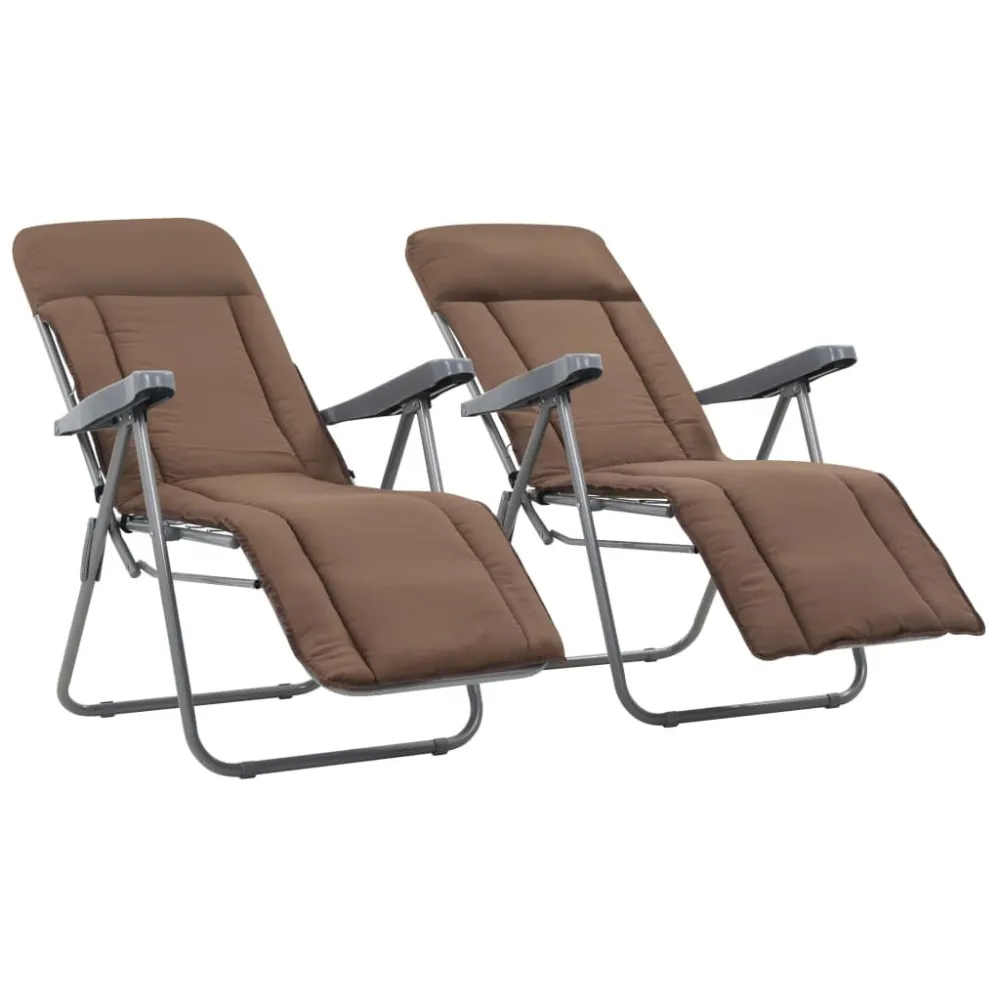Design Ergonômico e Confortável Cadeiras de jardim dobráveis com almofadões 2 pcs castanho