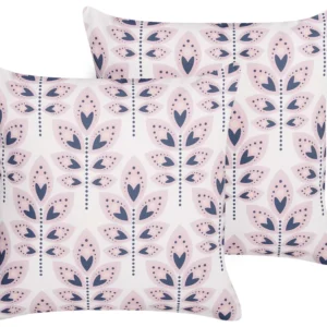 Design Ergonômico e Confortável Conjunto de 2 almofadas de exterior com motivo de folhas creme 45 x 45 cm TORRETTA
