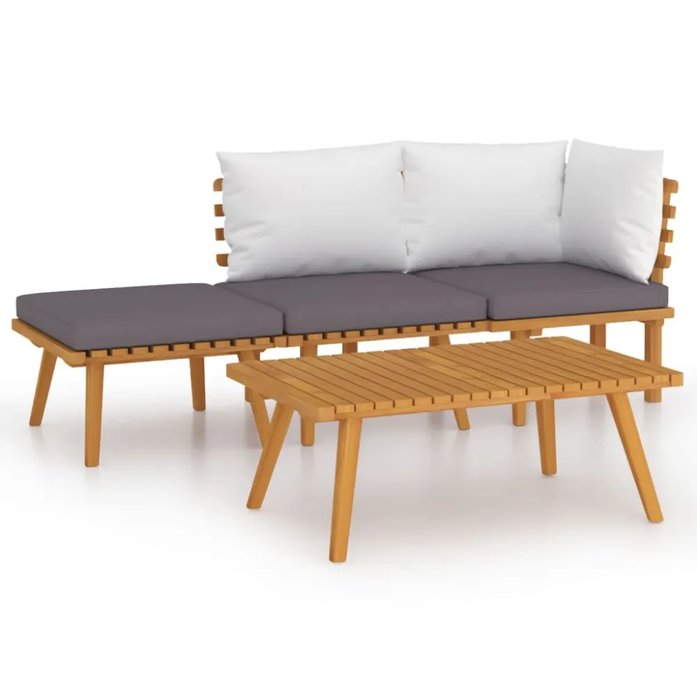 Design Ergonômico e Confortável 4 pcs conj. lounge jardim com almofadões madeira acácia maciç