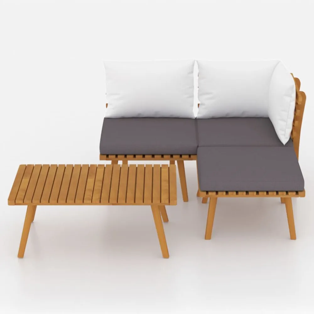 Design Ergonômico e Confortável 4 pcs conj. lounge jardim com almofadões madeira acácia maciç