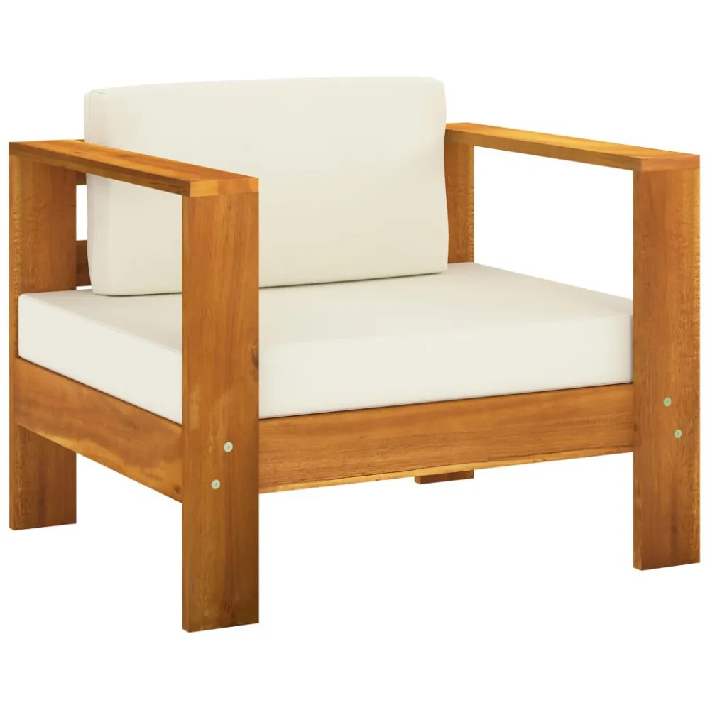 Design Ergonômico e Confortável 7 pcs conj. lounge de jardim com almofadões branco nata acácia