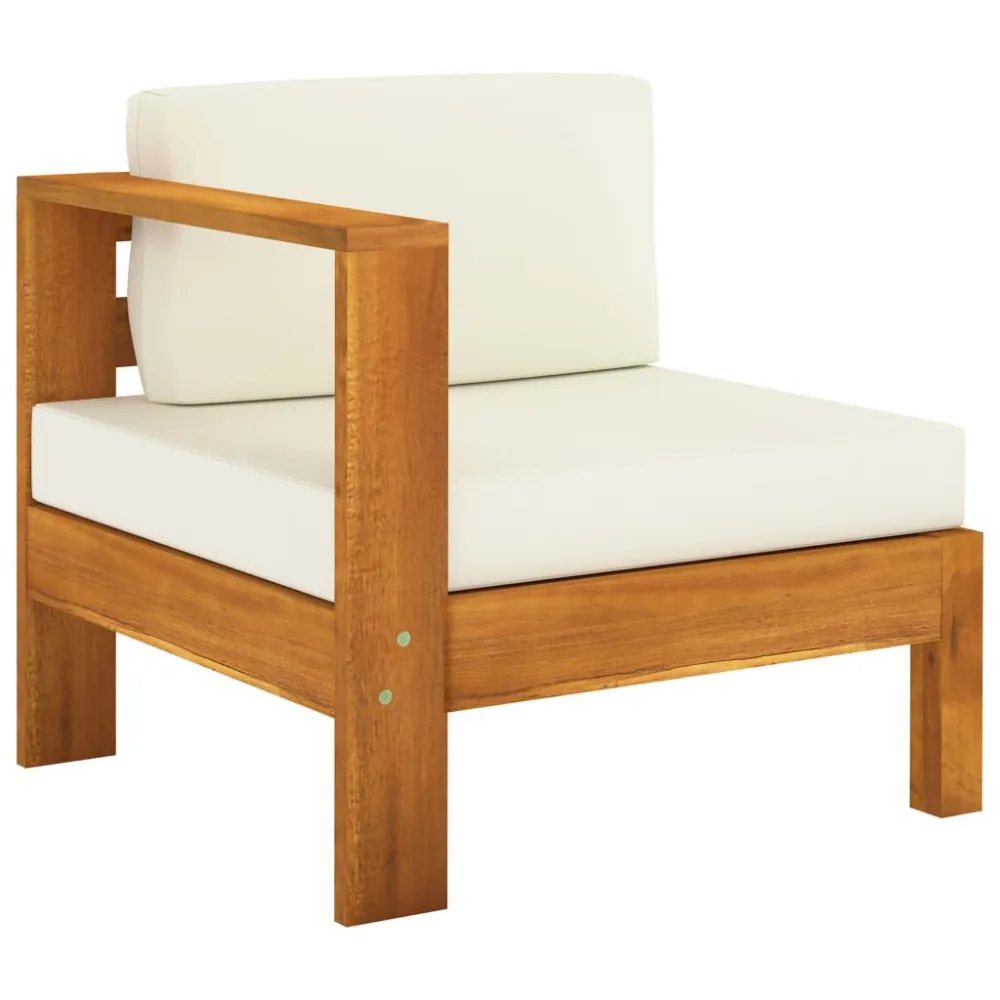 Design Ergonômico e Confortável 7 pcs conj. lounge de jardim com almofadões branco nata acácia