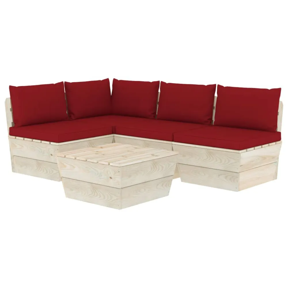 Design Ergonômico e Confortável 5 pcs conjunto lounge de paletes + almofadões madeira de abeto