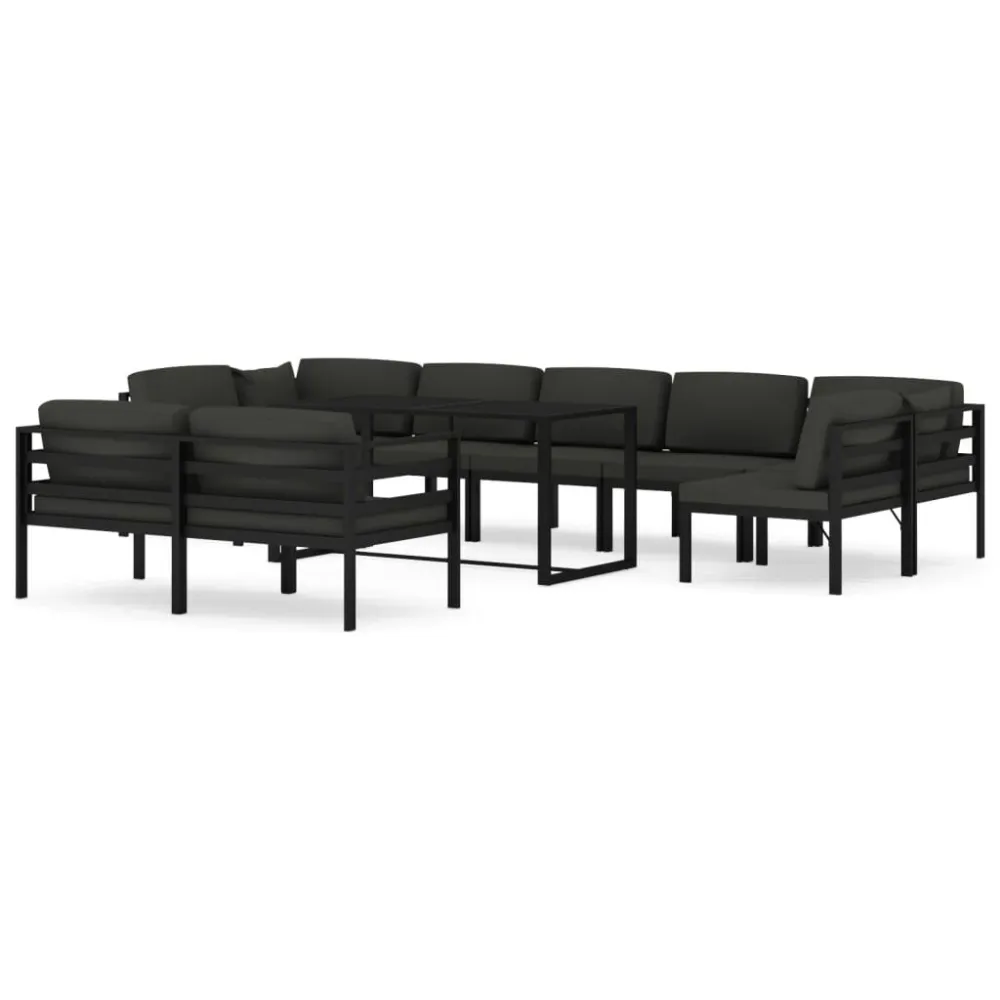 Design Ergonômico e Confortável 10 pcs conjunto lounge jardim com almofadões alumínio antracite
