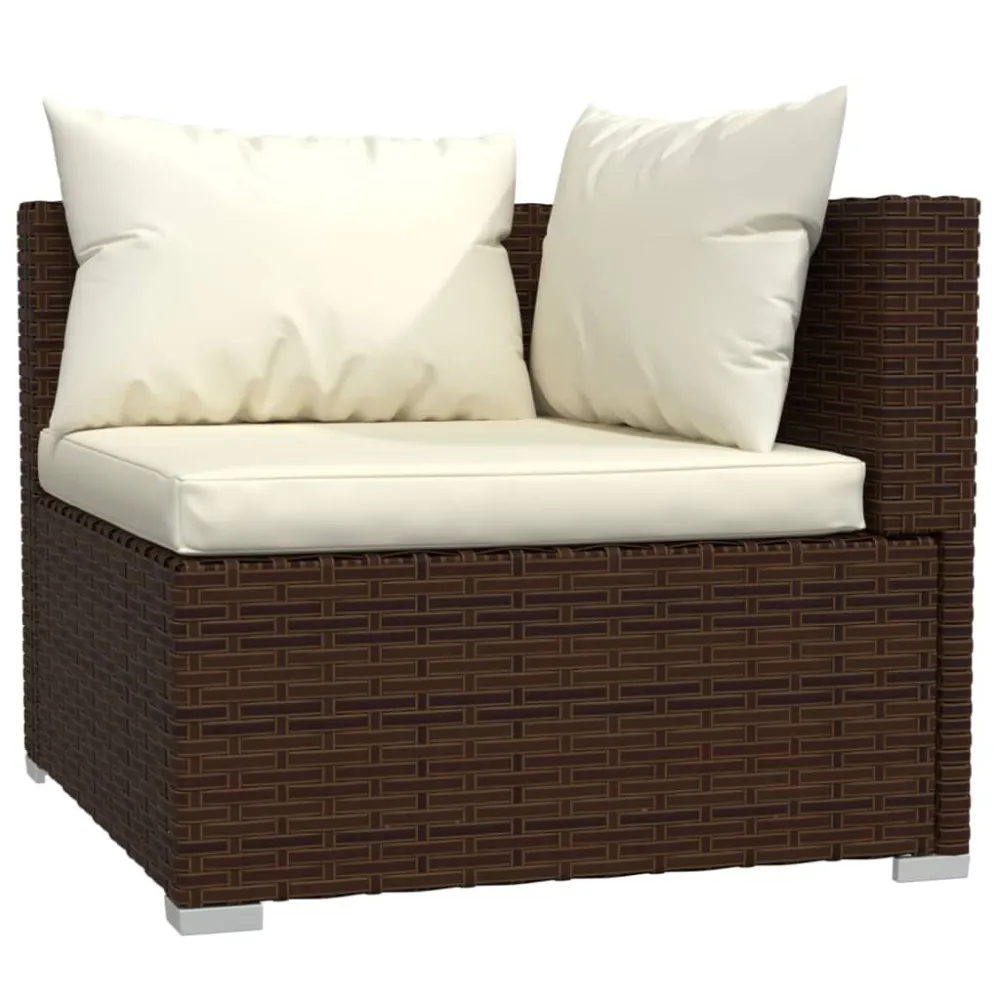 Design Ergonômico e Confortável 12 pcs conjunto lounge jardim com almofadões vime PE castanho