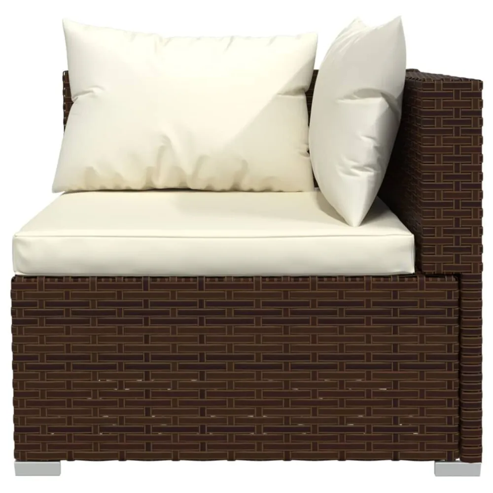 Design Ergonômico e Confortável 12 pcs conjunto lounge jardim com almofadões vime PE castanho